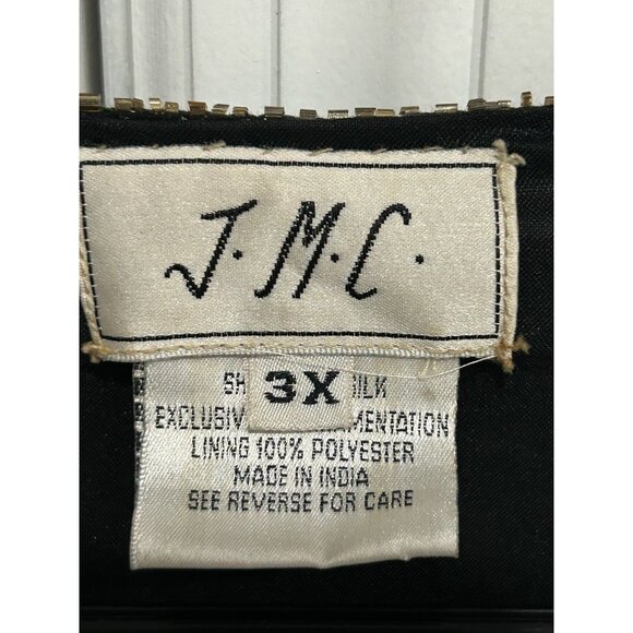 Vintage J.M.C. Beaded Paisley Floral Cardigan Jacket Black Gold Sz 3X Retro - Picture 5 of 10